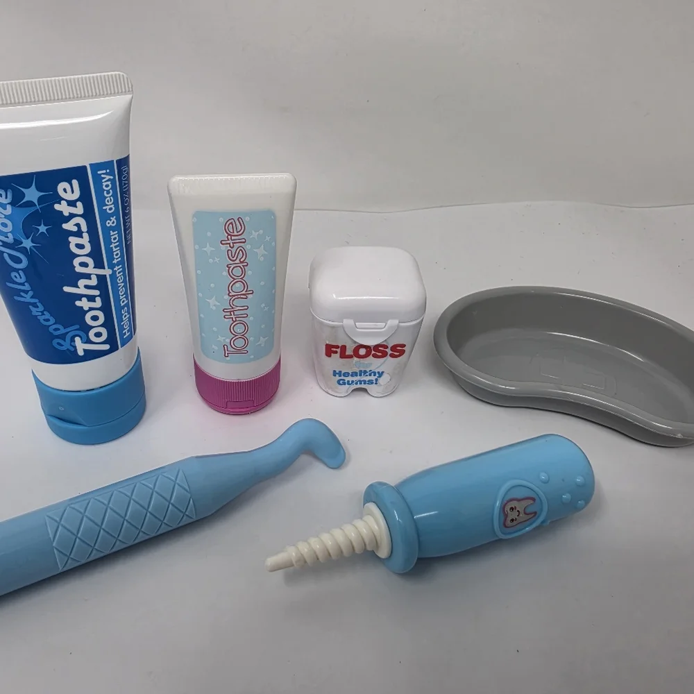 Play Dentist Dental Floss Toothpaste Tray Instruments Plastic Lot